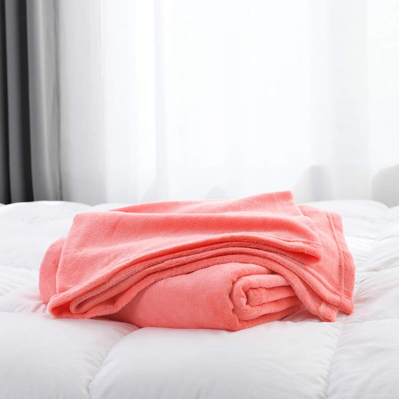 NANPIPER Flannel Fleece Living Coral Blanket Throw Size Luxury Microfiber Soft Throw 50" x 65" Fluffy Solid Throw Blanket for Couch/Bed - Image 3